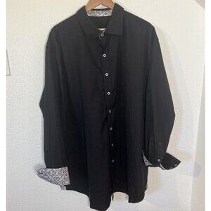 Robert Graham Shirt Mens 2XL Black Jacquard Long Sleeve Button Front Dressy